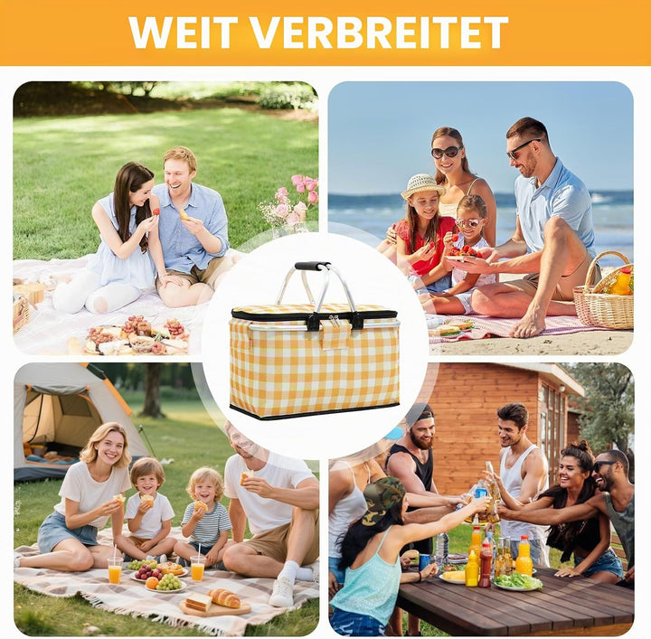 Einkaufskorb,Einkaufskorb Faltbar,Picknickkorb,Mit Reissverschluss Und Tragegriff,Kühltasche Faltbar