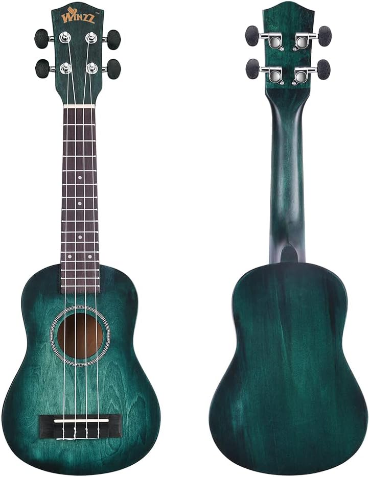 Winzz 21" Sopran Ukulele Anfänger Set Kinderm Erwachsene, Einzigartiges Farbdesign, mit Tasche, Stim