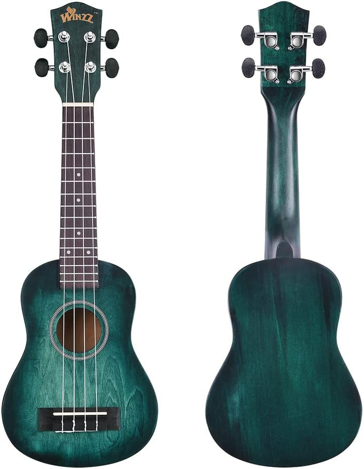 Winzz 21" Sopran Ukulele Anfänger Set Kinderm Erwachsene, Einzigartiges Farbdesign, mit Tasche, Stim