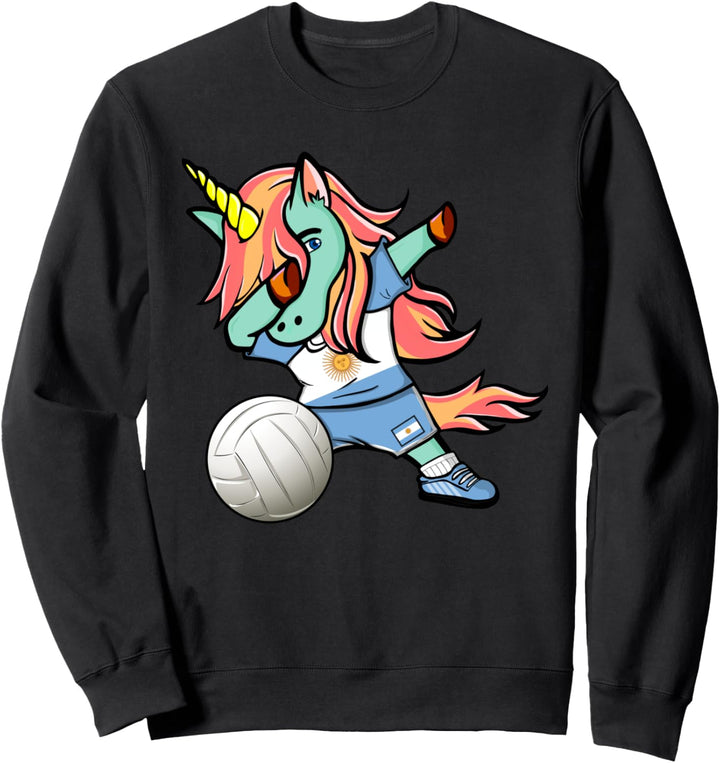 Dabbing Einhorn Argentinien Volleyball Argentinische Flagge Sweatshirt