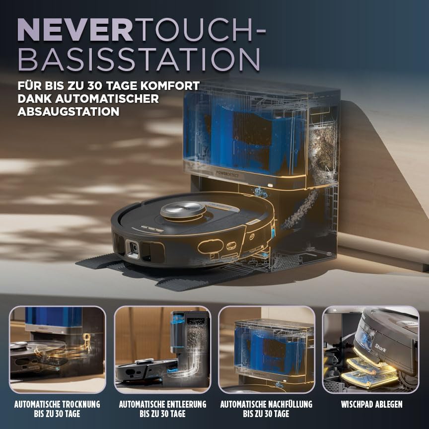 Shark PowerDetect 2-in-1 Saugroboter & Wischroboter, NeverTouch Pro 60-Tage-Selbstentleerung, selbst