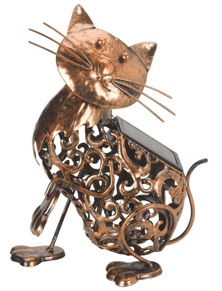 Smart Garden Deko-Katze aus Metall für Garten oder Terrasse, mit Solarlicht, Metall Cat