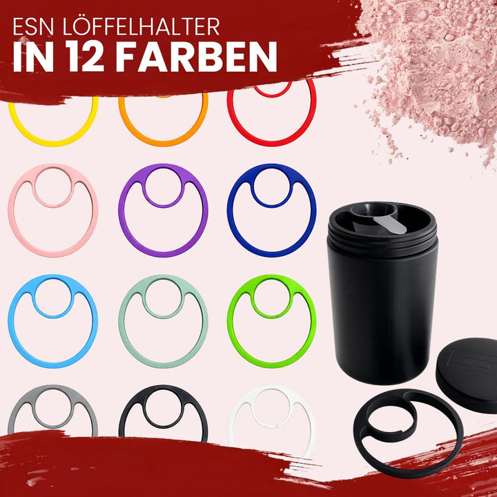 Löffelhalter (3) ESN für 300 g Protein Dosen z.B. Flexpresso, Whey, Matcha – Scoop Halter &amp; Abstreif