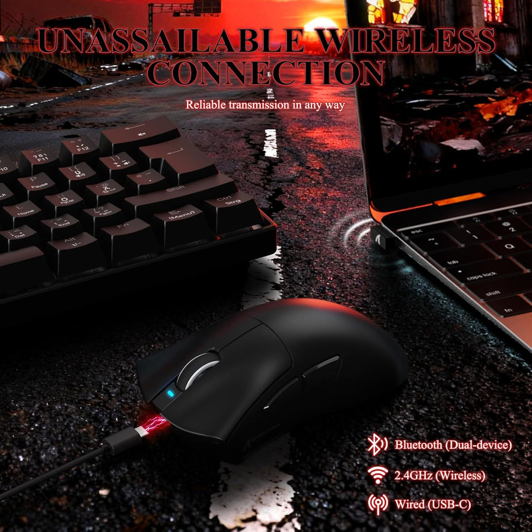 MAMBASNAKE x Attack Shark V3PRO Kabellose Gaming-Maus mit Magnetischer Ladestation, PAW3311-Sensor,