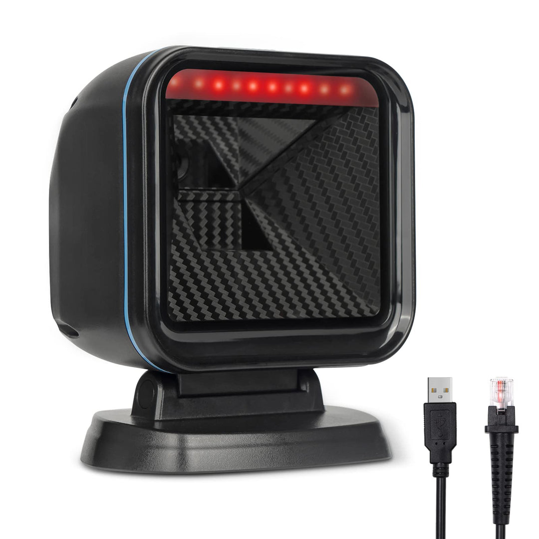 OBZ Desktop Barcode Scanner USB, QR Code Scanner mit Weitwinkel, Automatischer Hands-Free Scanner fü