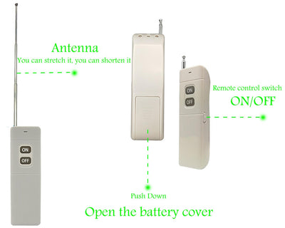 WOODGUILIN Drahtloser Fernbedienung Schalter,12V Funkschalter,DC12V/24V/48V/72V 30A Relais Drahtlose
