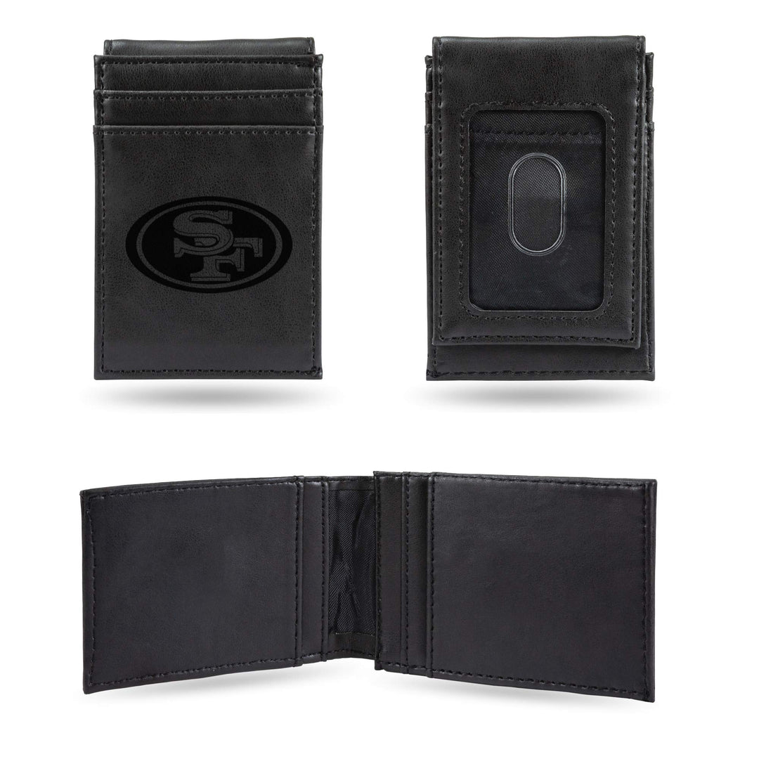 Rico Industries NFL Laser Engraved Front Pocket Wallet, Black San Francisco 49ers