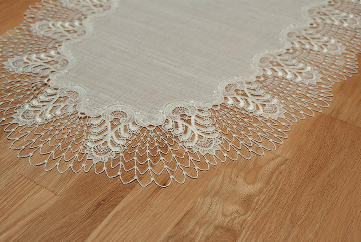 Plauener Spitze by Modespitze 4048L_14_45100 Tischdecke Oslo L, Gre 45 x 100 cm, oval 45 cm x 100 cm