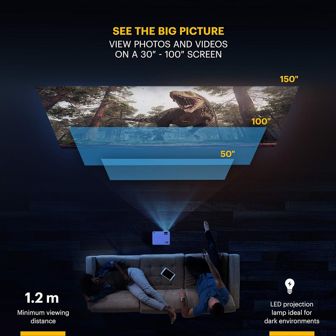 KODAK FLIK X7 Heim-Projektor (max. 1080p HD) mit Stativ und Tasche im Lieferumfang enthalten, kompak