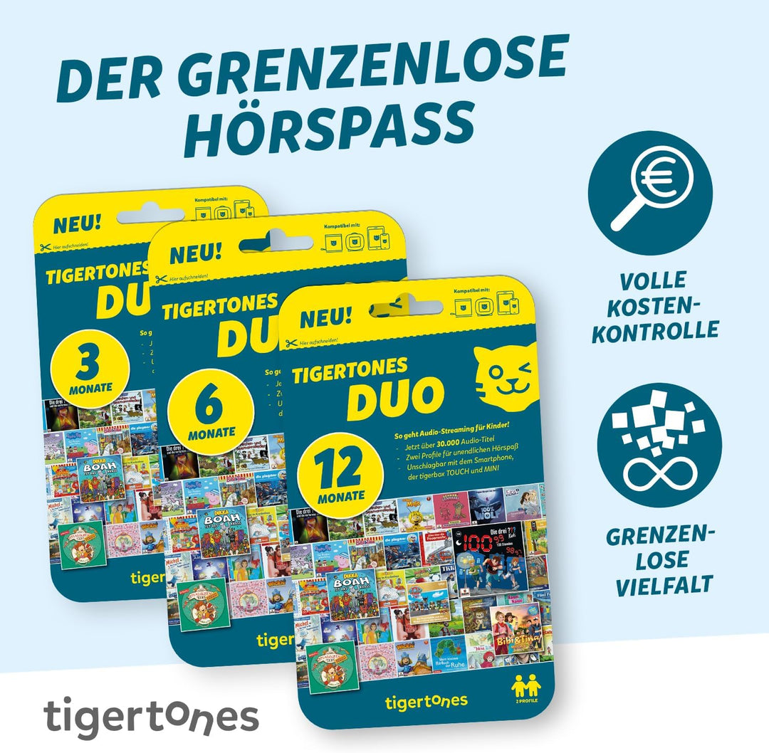 tigermedia tigertones Duo Prepaid-Zugang 3 Monate | Audio-Streamingdienst für Kinder | Über 30.000 A