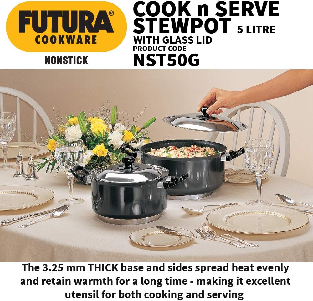 Hawkins Futura Non-Stick Stewpot with Glass Lid, 5 Litres