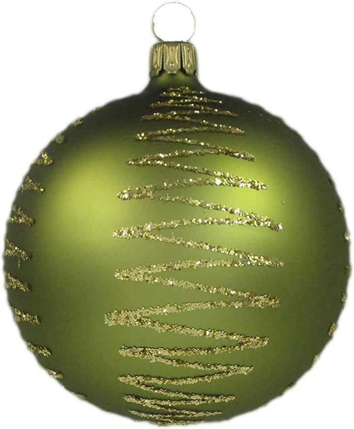Lichte Christbaumschmuck Exclusiv grün olivgrün moosgrün 8cm Handarbeit Germany 12er Set