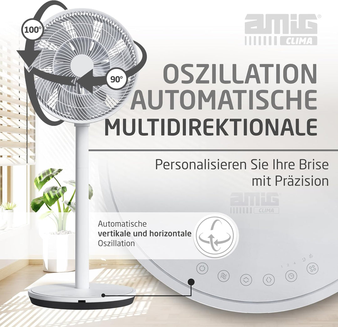Amig - Tragbarer Ventilator GALAIR WIFI-01 Ultra Silence | Stand- oder Tischventilator | Sehr leise
