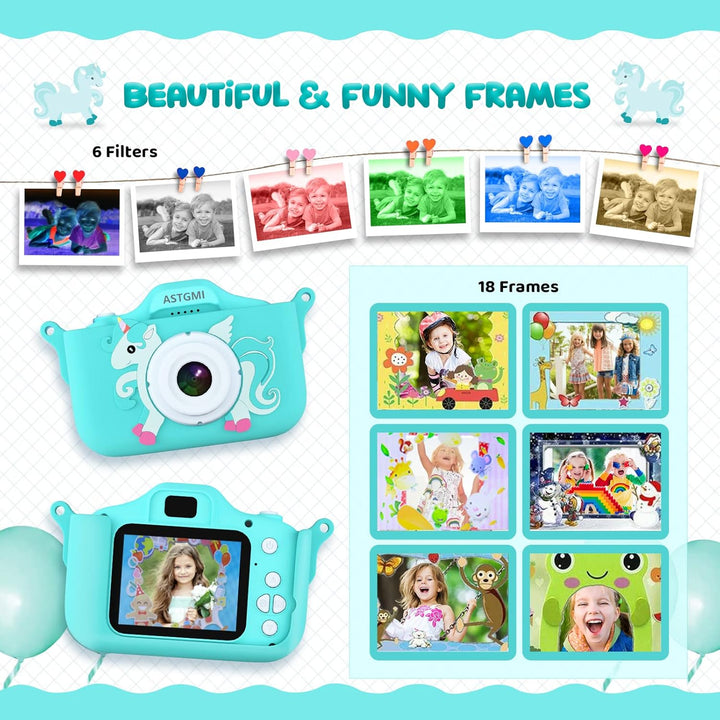 Kinder Kamera, 2.0”Display Digitalkamera,Geschenke für 3 4 5 6 8 7 9 10 11 12Jahre Jungen und mädche