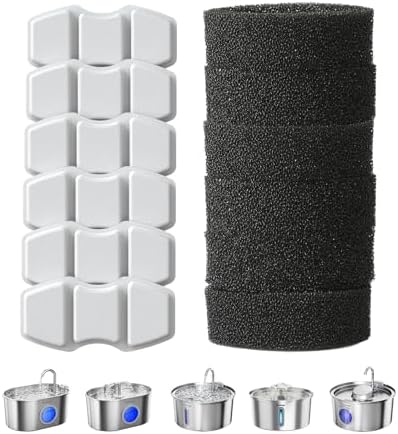 Katzenbrunnen Edelstahl, 3.2L Trinkbrunnen für Katze mit Blumenfontäne & 6 Kohlefilter und 6 Schaums