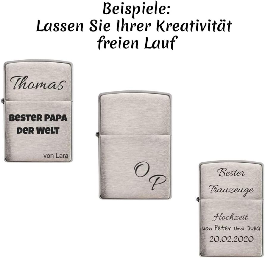geschenke-fabrik.de Feuerzeug mit Gravur - personalisiert optional mit Geschenkset - Geschenk für Mä