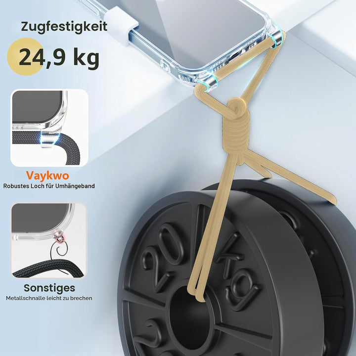 Handykette für Samsung Galaxy S24 5G Hülle mit Band, Beige | Necklace Handyhülle, Transparente Case