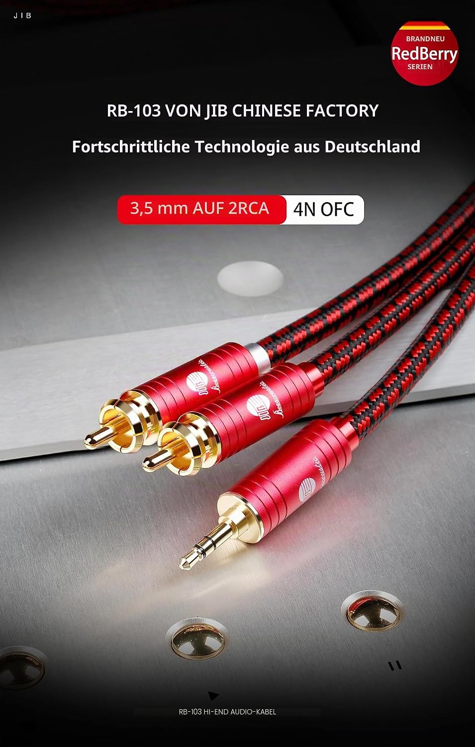 BOAACOUSTIC JIB Audiophile 2xCinch auf klinke 3,5 Audio Kabel, 3,5mm aux Stecker auf 2 RCA Stecker A