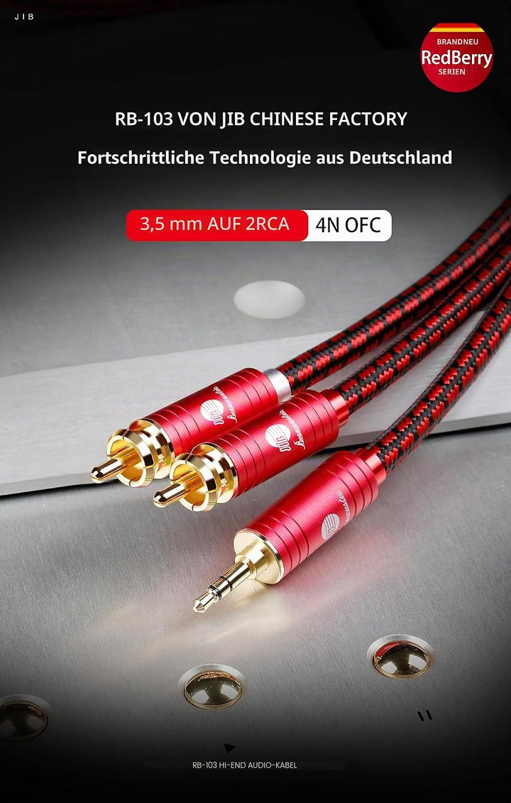 BOAACOUSTIC JIB Audiophile 2xCinch auf klinke 3,5 Audio Kabel, 3,5mm aux Stecker auf 2 RCA Stecker A