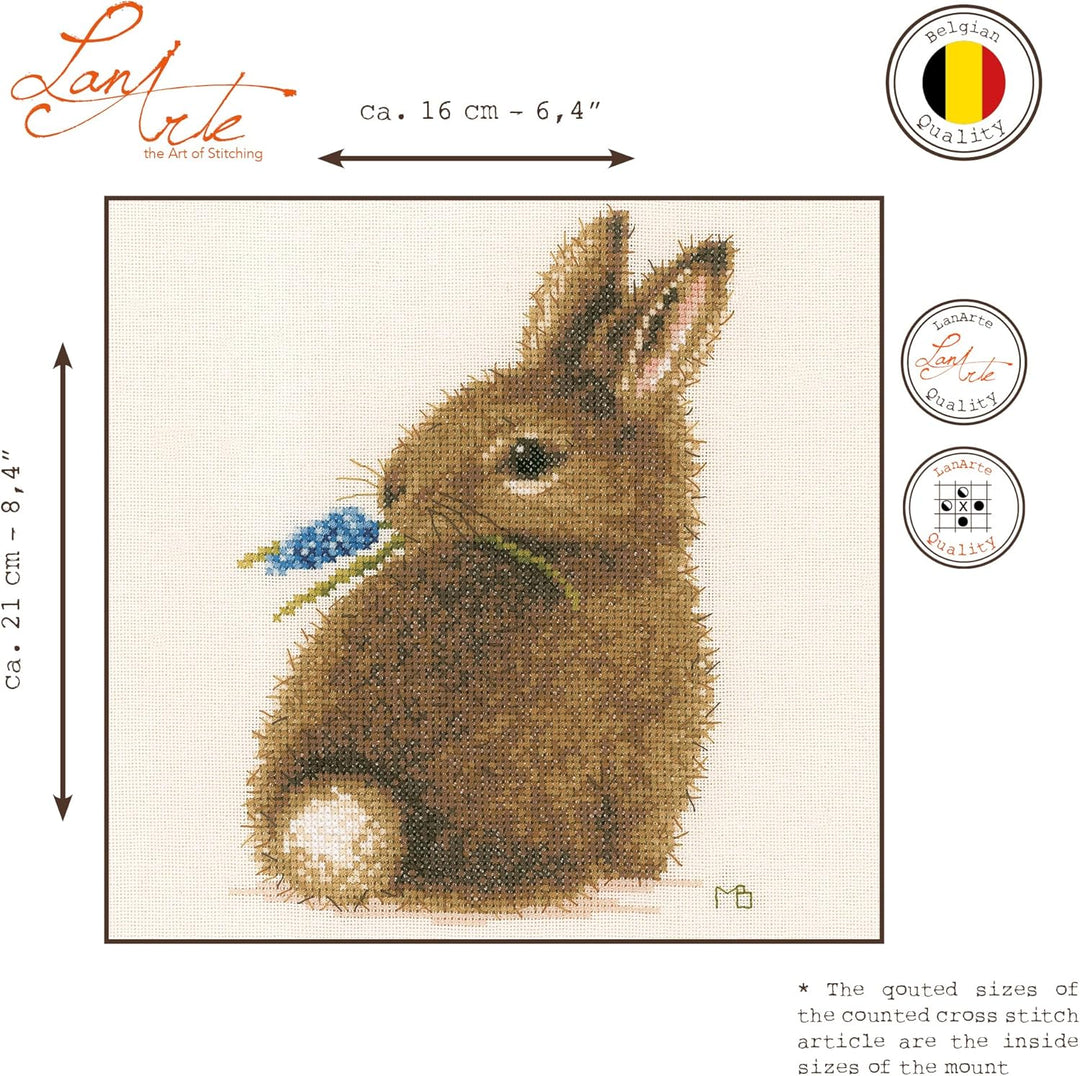Lanarte PN-0175627 MB Kaninchen Zählmuster Kreuzstichset, Baumwolle, mehrfarbig, ca. 16 x 21 cm / 6,