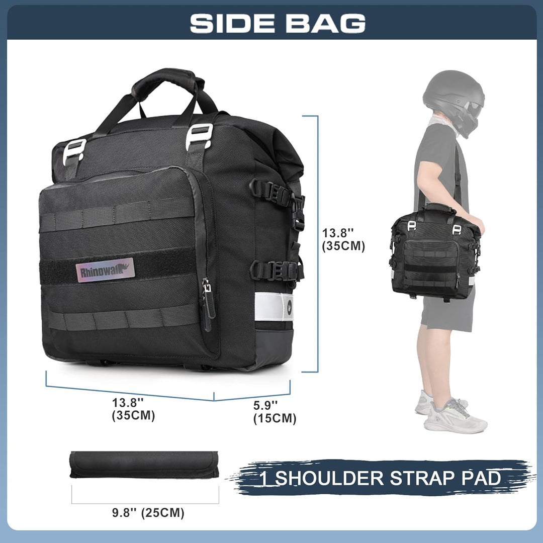 Rhinowalk Motorrad Satteltasche 20L Wasserdicht Motor Seitentasche Gepäcktasche Hecktasche Hinterrad