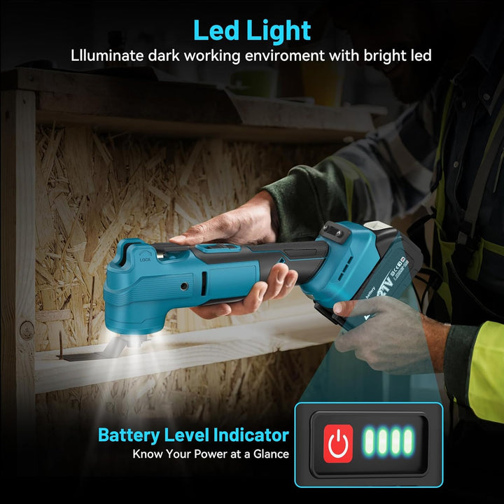 Multifunktionswerkzeug für Maa-kita 18V 21V Akku, 2× 4.0Ah Akku Multitool 6 Stufige +Automodus 8000–
