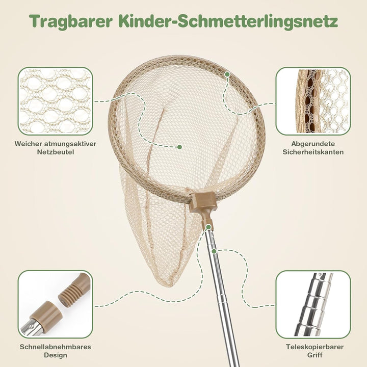 Dreamon Kinder Abenteuer Entdecker Bug Set, mit Schmetterlingsfangnetz, Insektenbeobachtungskäfig au