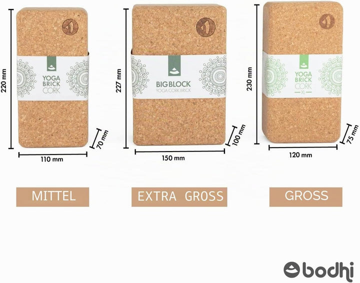 Bodhi Yoga Block Kork Brick | Einzeln &amp; als Set | 100% Naturkork – Universal Yogaklotz | Umweltfreun