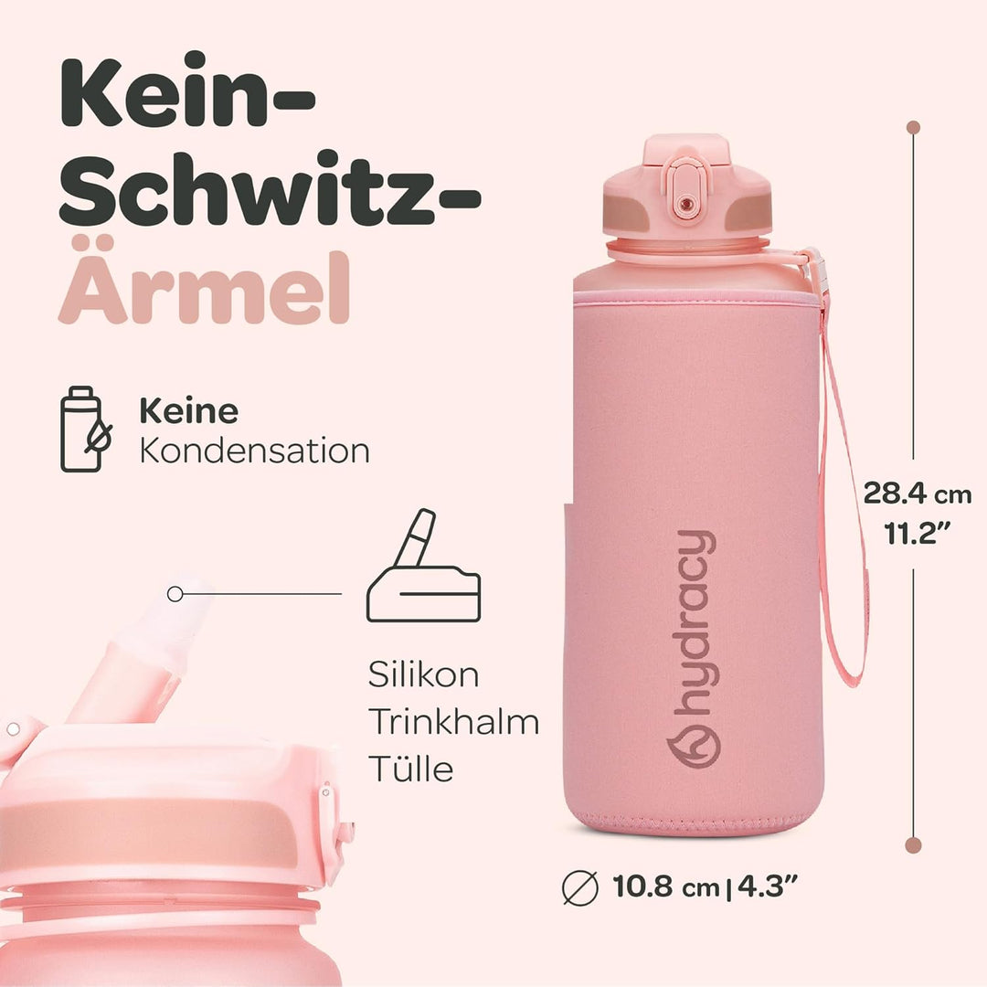 Hydracy Trinkflasche mit Strohhalm und Zeitmarkierung - 2L Wasserflasche - BPA-freie Trinkflasche -