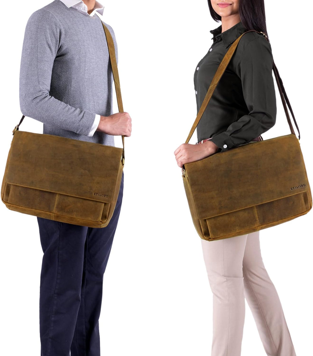 STILORD 'Lonzo' Vintage Umhängetasche echtes Büffel-Leder Messenger Bag für Herren und Damen Unitasc