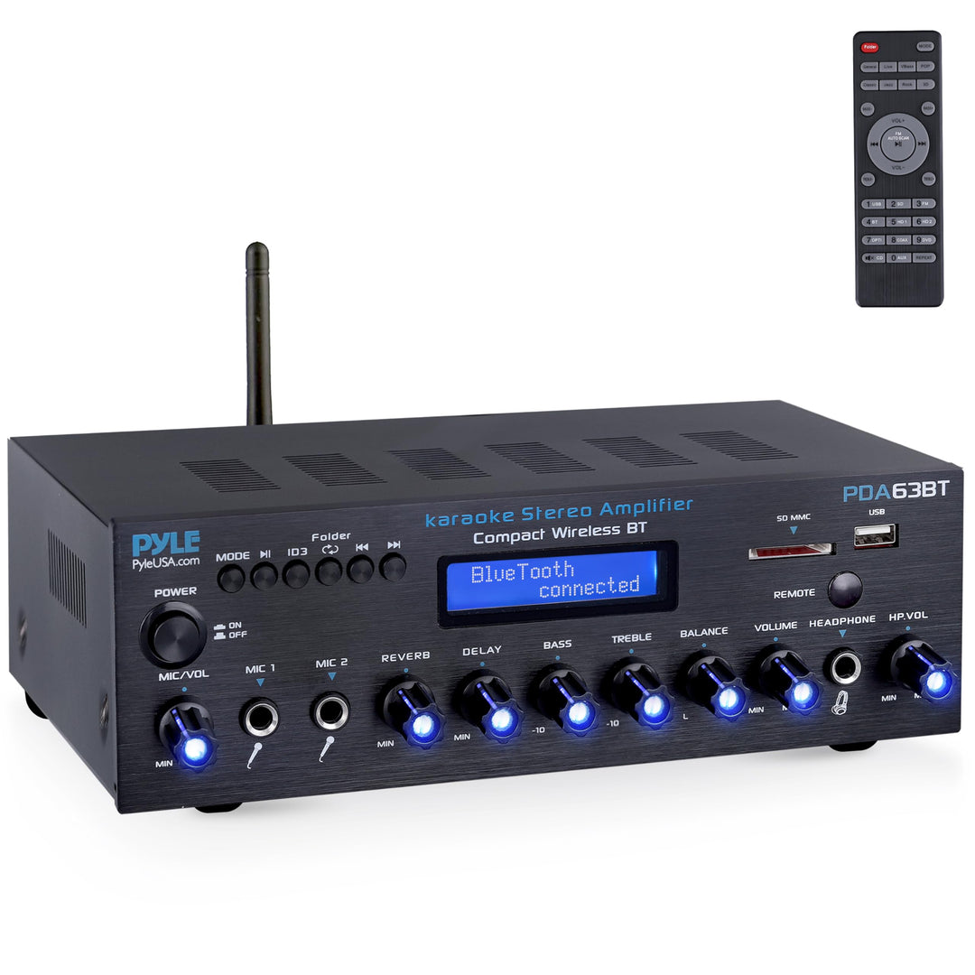 Wireless BT Streaming Amplifier, Multi-Channel 200Watt Power, Home Audio Receiver System with FM Rad