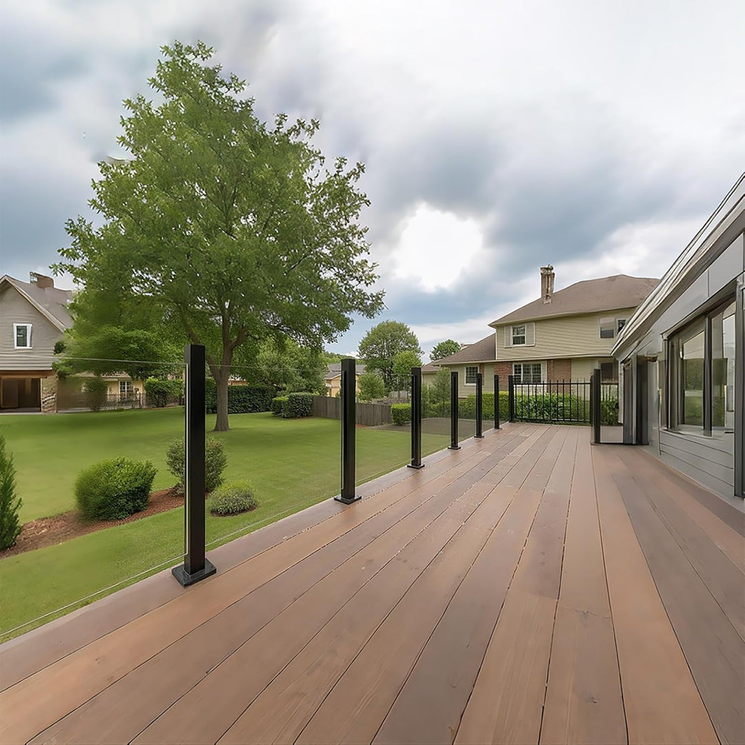 Glas-Balustradenpfosten, Schwarz 65cm – Geländersystem aus Glas – Aufsatzlose Einsteckenden für Vera