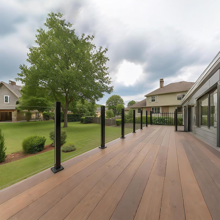 Glas-Balustradenpfosten, Schwarz 65cm – Geländersystem aus Glas – Aufsatzlose Einsteckenden für Vera
