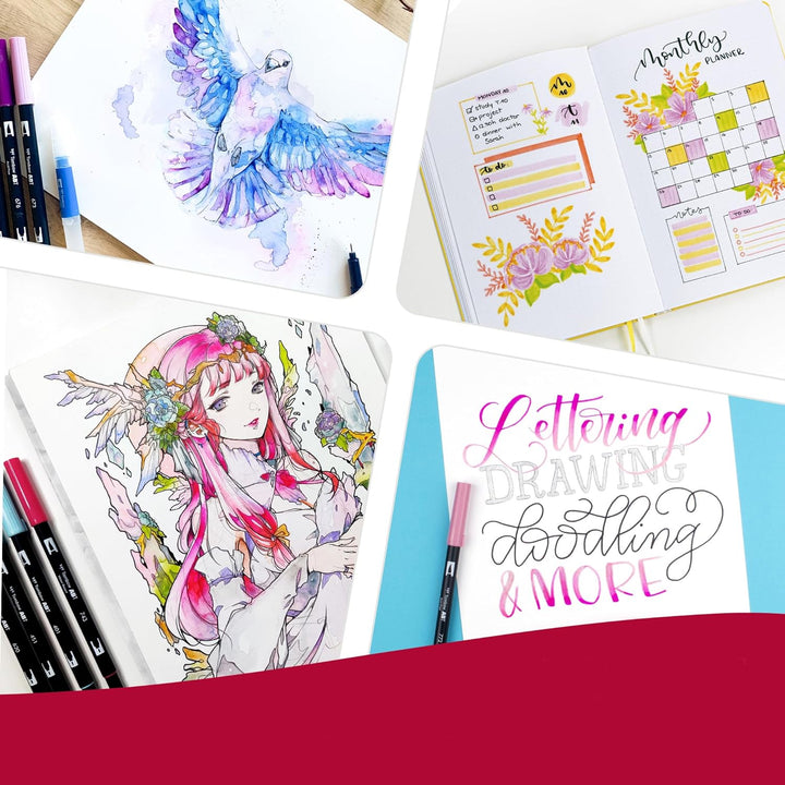 Tombow Fasermaler Dual Brush Pen mit zwei Spitzen 12er Set, primärfarben Single, Single