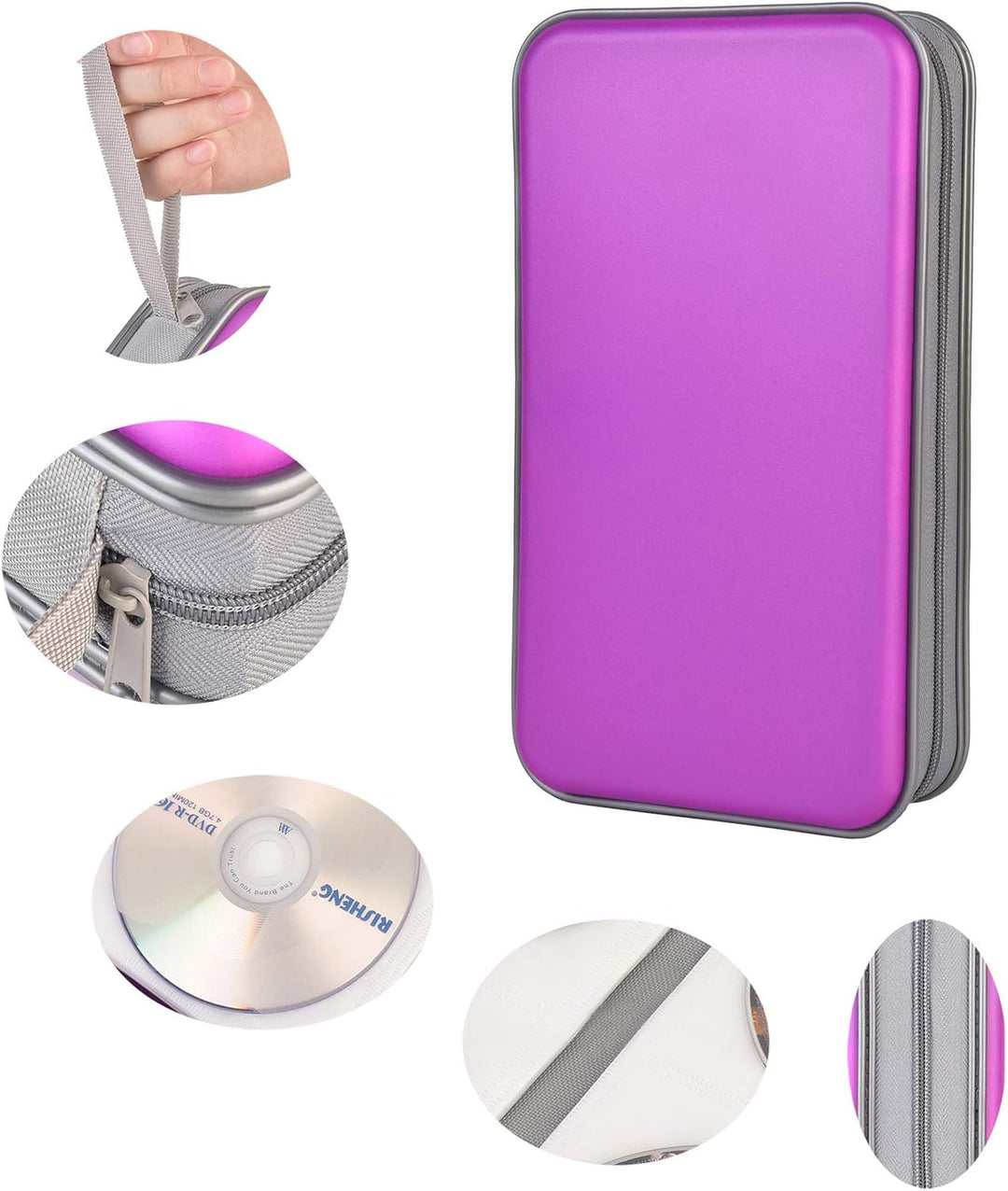 UENTIP CD Tasche 96 Kapazitäten, tragbare DVD-Hülle aus Hartplastik, CD-Organizer, Brieftasche, schü