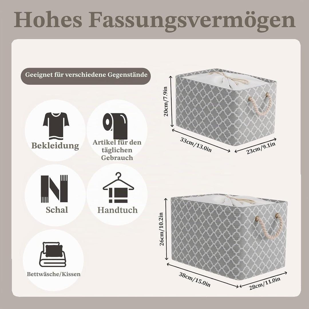 OUTBROS Grosser Aufbewahrungskorb, 34 x 24 x 20 cm Stoff Aufbewahrungsbox mit Kordelzug und Griff, f