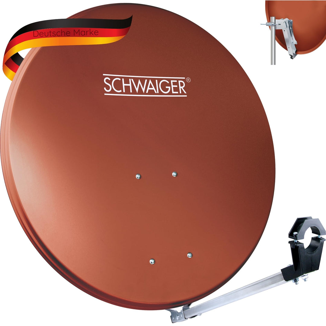 Schwaiger SAT-Spiegel 80cm, Alu, Rund Ziegelrot