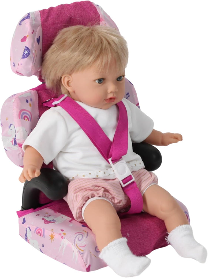 Bayer Chic 2000 - Puppenautositz für Babypuppen, Puppenzubehör, Autositz für Puppen, Einhorn, pink