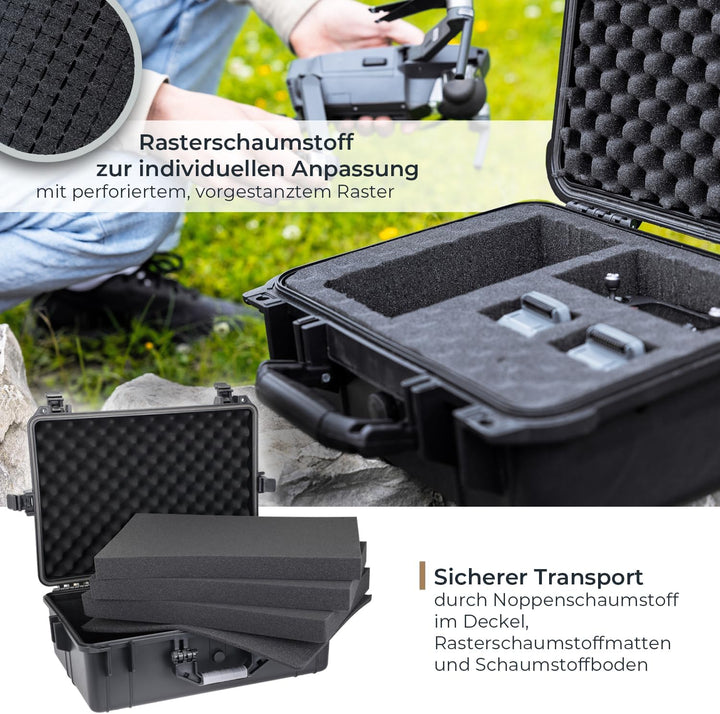 HMF ODK100 Outdoor-Fotokoffer, Transportkoffer mit Rasterschaumstoff | 57 x 41,5 x 21,5 cm, 57 x 41,