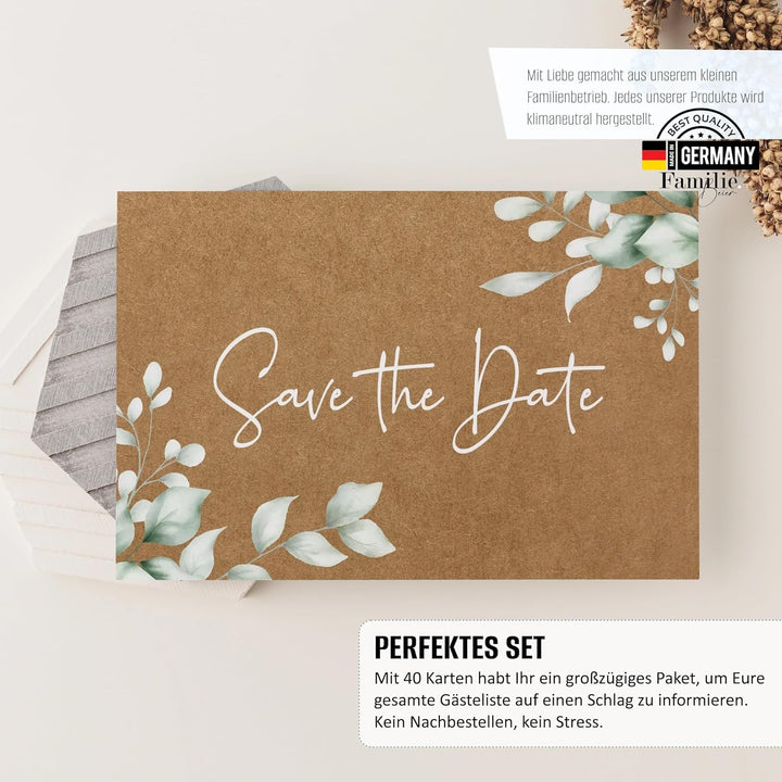 40 Save the Date Karten im Set I Elegante Postkarten für die Hochzeit I Hochwertige Hochzeitseinladu