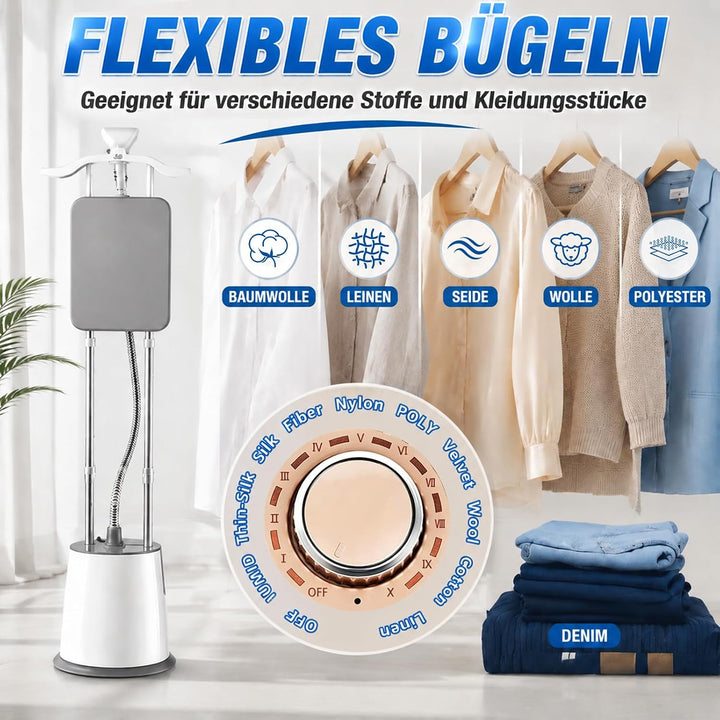 Dampfglätter Vertikaler Steamer, Dampfglätter 1800W mit 45g/min Dampfstoss – Höhenverstellbarer Hand
