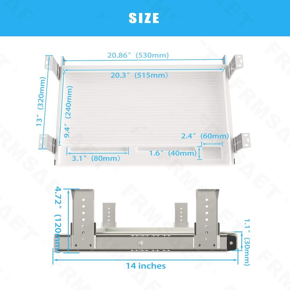 FRMSAET Büromöbelzubehör Tastaturschublade unter dem Schreibtisch Mehrzweckfach mit Einstellbarer Hö