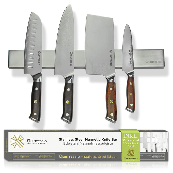 QUINTESSIO - Magnetleiste Messer selbstklebend Edelstahl - Messer Magnetleiste zum Kleben oder Bohre