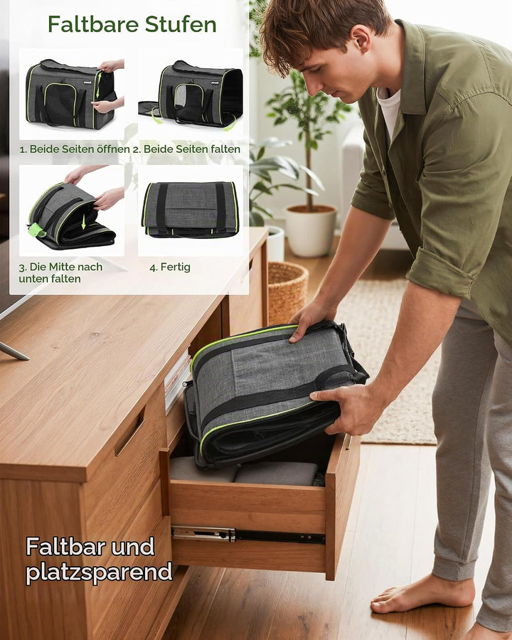 pecute Transportbox Katze,Katzen Transportboxen mit Haustiernest, Faltbare Katzentasche Transporttas