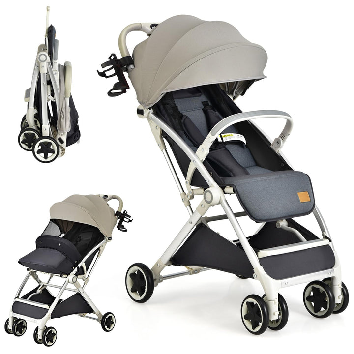 COSTWAY Kinderwagen klappbar, Reisebuggy mit Liegefunktion, Kinderbuggy mit verstellbarem Rückenlehn