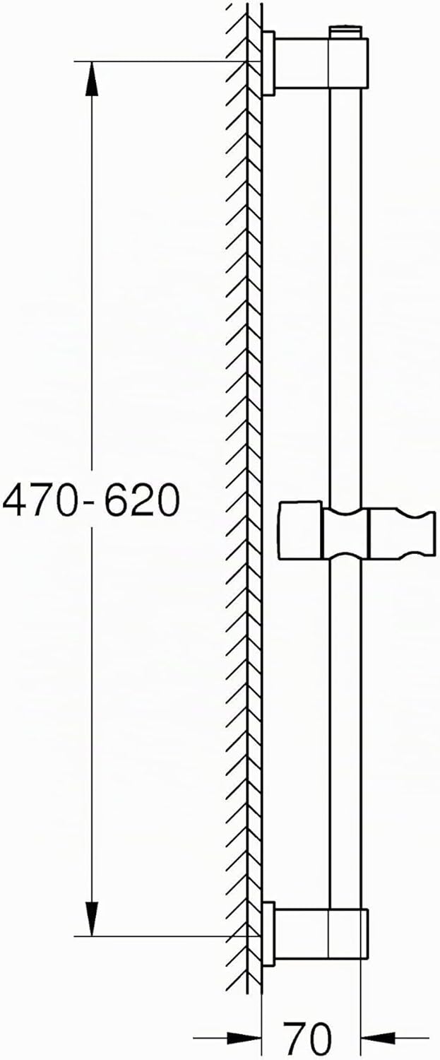 GROHE Vitalio - Brausestange 60cm (oberes Befestigungselement verstellbar, mit Gleiter & Gelenkstück