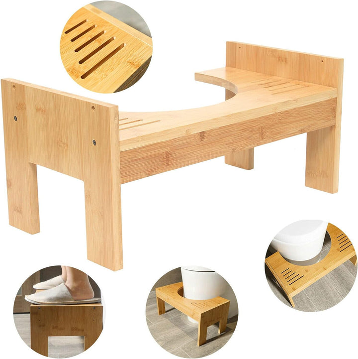 Toilettenhocker aus Bambus, WC Hocker Fusshocker Kinder Toilettenhilfe Höhenverstellbar 7-9in Tritth
