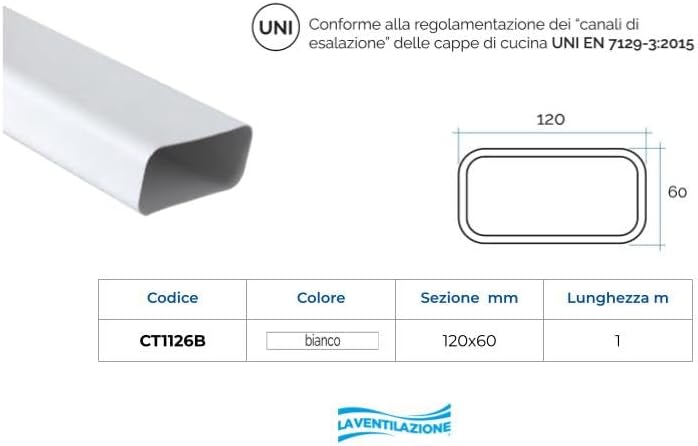 Die Belüftung ct1126b Rohr-Belüftung kanalisierten rechteckig aus PVC, 120 x 60 mm Einzeln 120x60 mm