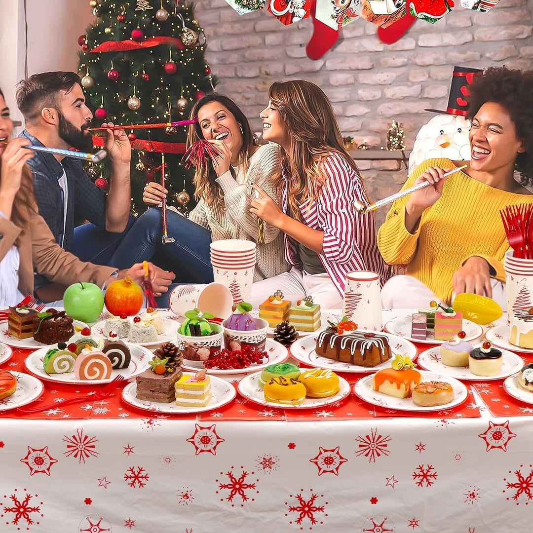 KAHEIGN 168Pcs Weihnachten Geschirr Set für 24 Personen, Papier Partygeschirrset mit 24Sets Speisete