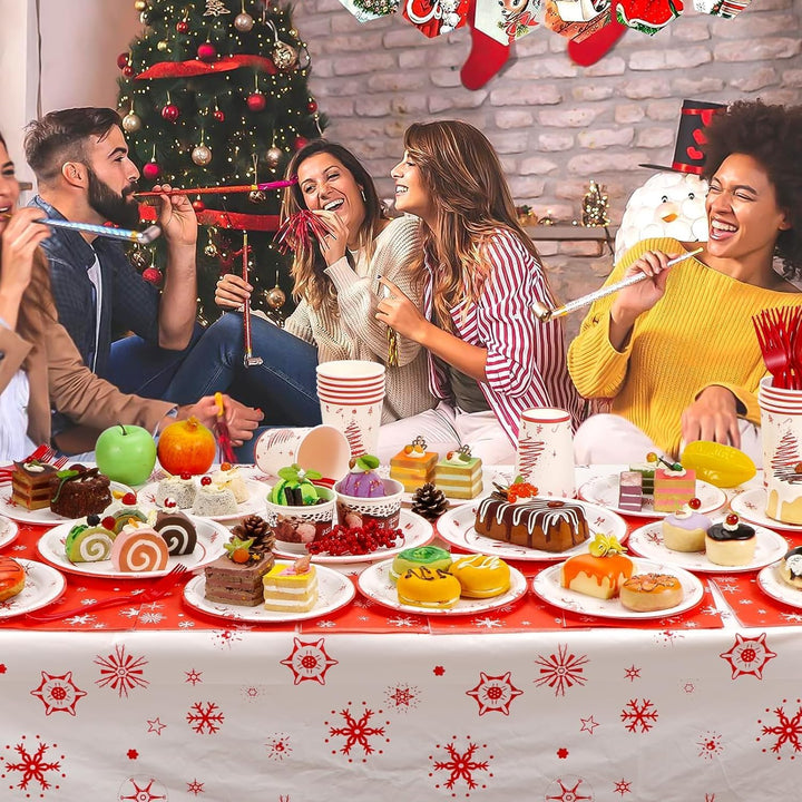 KAHEIGN 168Pcs Weihnachten Geschirr Set für 24 Personen, Papier Partygeschirrset mit 24Sets Speisete